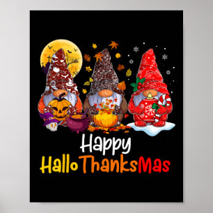 Poster Joyeux Hallothanksmas Gnomes Halloween Thanksgivin