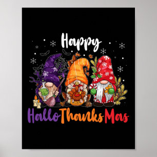 Poster Joyeux Hallothanksmas Gnomes Lover Halloween Joyeu