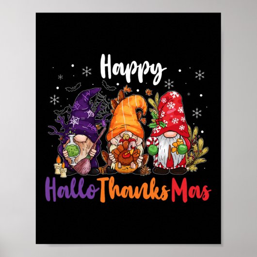 Poster Joyeux Hallothanksmas Gnomes Lover Halloween Joyeu (Devant)