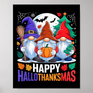 Poster Joyeux Hallothanksmas Gnomes Lover Halloween Joyeu