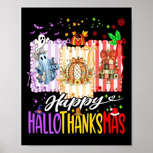 Poster Joyeux Hallothanksmas Halloween Citrouille fantôme (Devant)