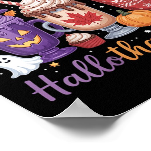 Poster Joyeux Hallothanksmas Halloween Lover café femmes (Coin)