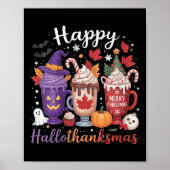 Poster Joyeux Hallothanksmas Halloween Lover café femmes (Devant)