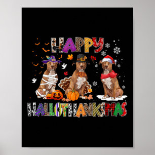 Poster Joyeux Hallothanksmas Pitbull Amoureux des chiens