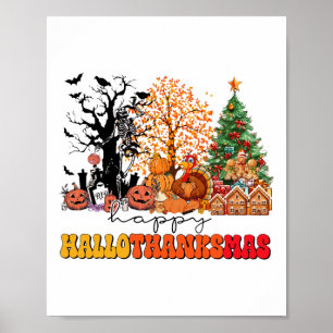 Poster Joyeux Hallothanksmas Turquie Thanksgiving Hallowe
