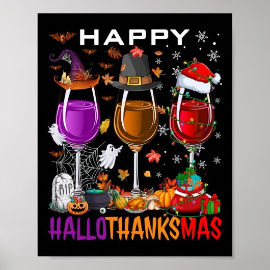 Poster Joyeux Hallothanksmas Vin Halloween Thanksgiving C (Devant)