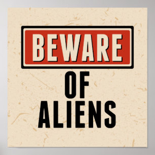 Poster Joyeux Halloween Attention aux Aliens