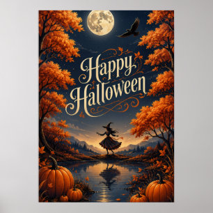 Poster Joyeux Halloween Automne Enchanté Citrouille
