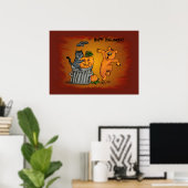 Poster Joyeux Halloween avec Cat Bat Dog et Spider (Bureau à domicile)