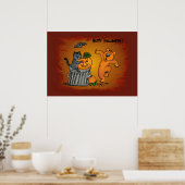 Poster Joyeux Halloween avec Cat Bat Dog et Spider (Cuisine)