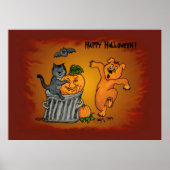 Poster Joyeux Halloween avec Chat Chat Chien et Araignée (Devant)