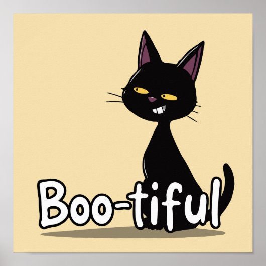 Poster Joyeux Halloween Chat noir Boo-tiful (Devant)