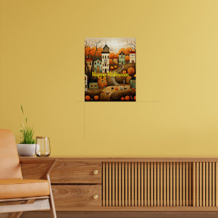 Poster Joyeux Halloween illustration colorée