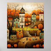 Poster Joyeux Halloween illustration colorée (Devant)