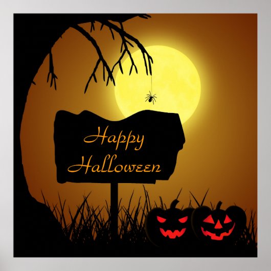Poster Joyeux Halloween Jack O Lantern Citrouilles (Devant)