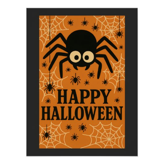 Poster Joyeux Halloween mignonne Spider Retro Party (Devant)