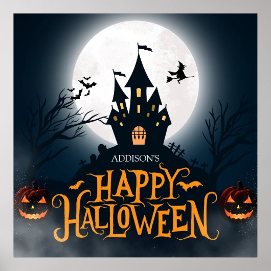 Poster Joyeux Halloween noir et orange (Devant)