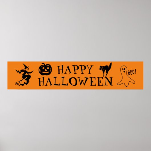 Poster Joyeux Halloween noir et orange épouvantable (Devant)