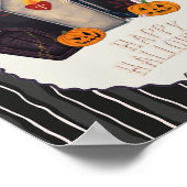 Poster Joyeux Halloween squelette et chat noir design vin (Coin)