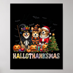 Poster Joyeux Halloween Thanksgiving Noël Amoureux de les