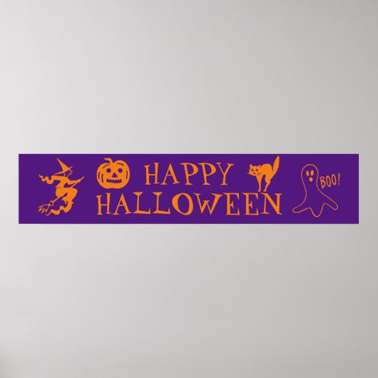 Poster Joyeux Halloween violet orange éffrayant (Devant)