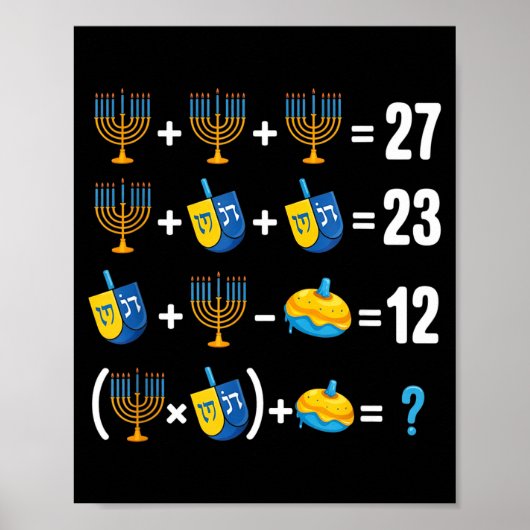 Poster Joyeux Hanukkah 67 Meme Prof de Maths Menorah Drei (Devant)