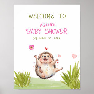 Poster Joyeux Hérisson Jardin Baby shower de fête Bienven