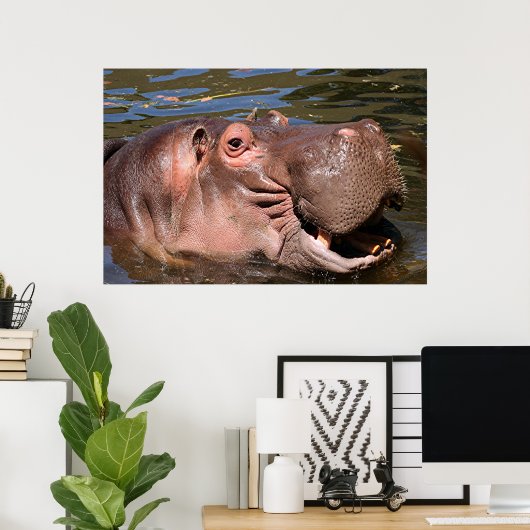 Poster Joyeux hippo (Bureau à domicile)