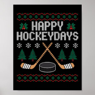 Poster Joyeux Hockeydays Drôle de hockey sur glace Noël l