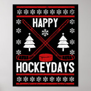Poster Joyeux Hockeydays Fun Christmas Ice Hockey Joueur 