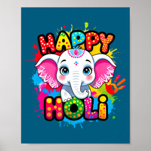 Poster Joyeux holi enfants garçons tout-petit fille inde 
