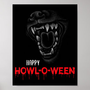 Poster Joyeux Howl-O-Ween Chien Hurleur Effrayant Dent de
