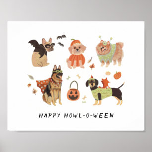 Poster Joyeux Howl-o-ween Chiens Peints
