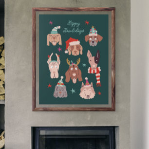 Poster Joyeux Howlidays Noël Fête du chien