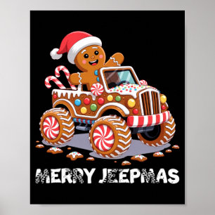Poster Joyeux Jeepmas lumière de renne laid Noël long S