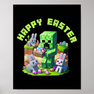 Poster Joyeux Jeu Vidéo De Pâques Pixel Pour Hommes Femme