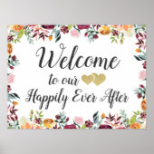 Poster Joyeux Jour après Rustic Automne Floral Mariage (Devant)