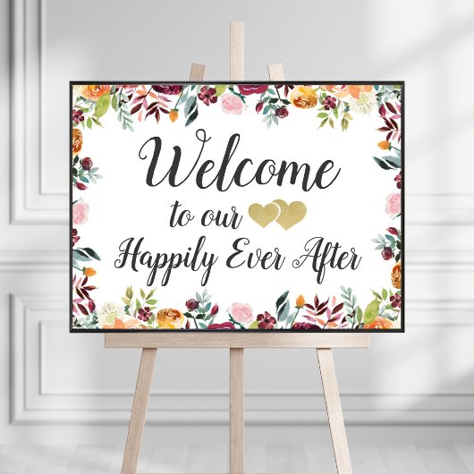 Poster Joyeux Jour après Rustic Automne Floral Mariage