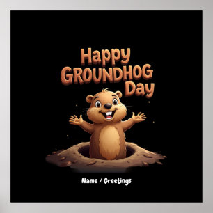 Poster Joyeux Jour de la marmotte Célébrer avec Humour, A
