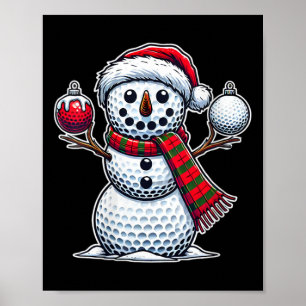 Poster Joyeux Jour de Noël Fêtes Fêtes Golf Ball Snowman