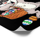 Poster Joyeux Jour de Pâques Dabbing OEufs de lapin Enfan (Coin)