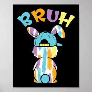 Poster Joyeux jour de Pâques drôle de lapin de Pâques col