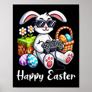 Poster Joyeux Jour de Pâques Jeu Vidéo Oeuf Bunny Enfants