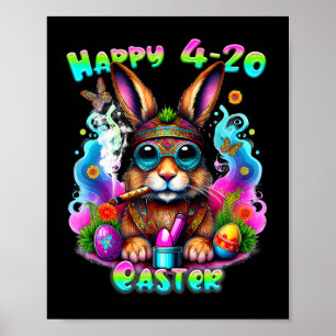 Poster Joyeux Jour de Pâques lapin Fumer mauvaises herbes
