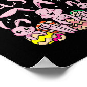 Poster Joyeux Jour de Pâques lapin oeufs de lapin chasse  (Coin)