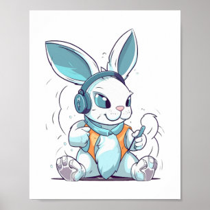 Poster Joyeux Jour de Pâques Oeuf Bunny Funny Joueur Garç