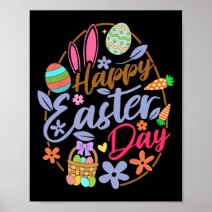 Poster Joyeux Jour de Pâques Oeufs de Pâques Bunnies de P