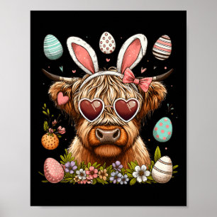 Poster Joyeux Jour de Pâques Vache des Hautes-Terres Lapi