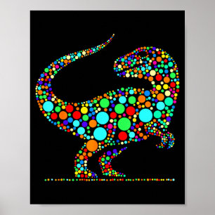Poster Joyeux jour de points colorés Dinosaure garçons to