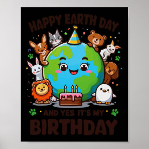 Poster Joyeux Jour des terres C'est mon anniversaire Né s